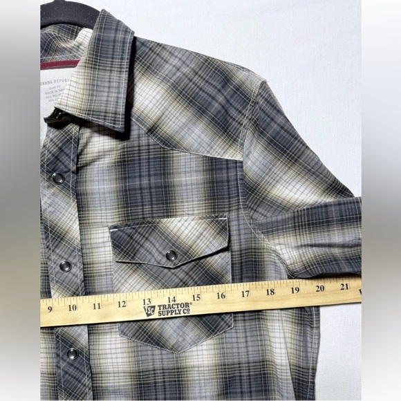 Banana Republic Men’s Slim Fit Pearl Snap Western Y2K 2007 Plaid Shirt Sz Small - Picture 9 of 9
